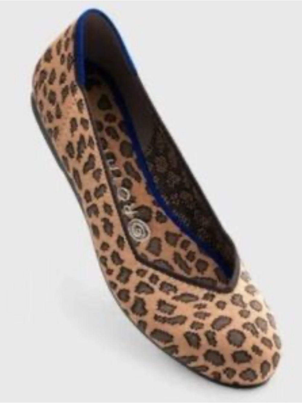 Rothy's Flst round toe Leopard-Print Slip-On Ballet Flats with Blue Trim